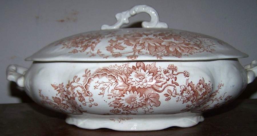 Irene Brown Oval Covered Vegetable by England-1