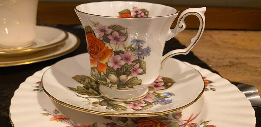 Flowers of the Season Footed Cup & Saucer Set by Elizabethan-1