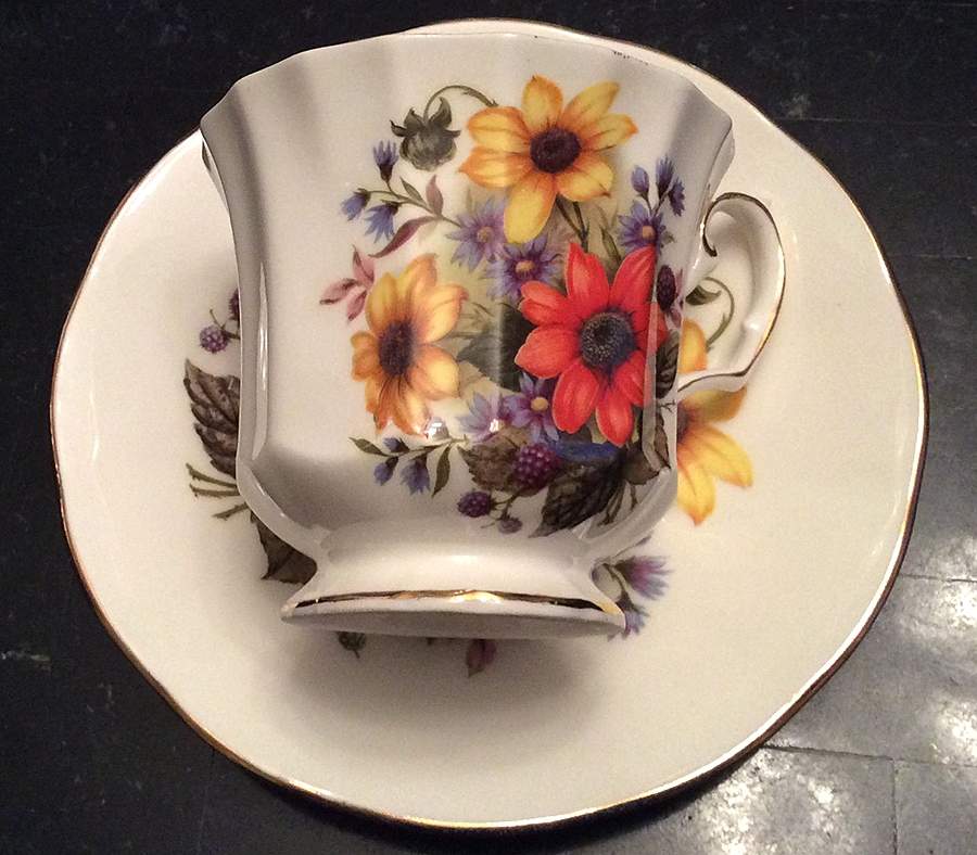 Flowers of the Season Footed Cup & Saucer Set by Elizabethan-1
