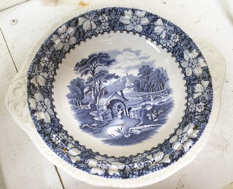 Colonial Blue (No Trim) Handled Cake Plate by Wood & Sons-1
