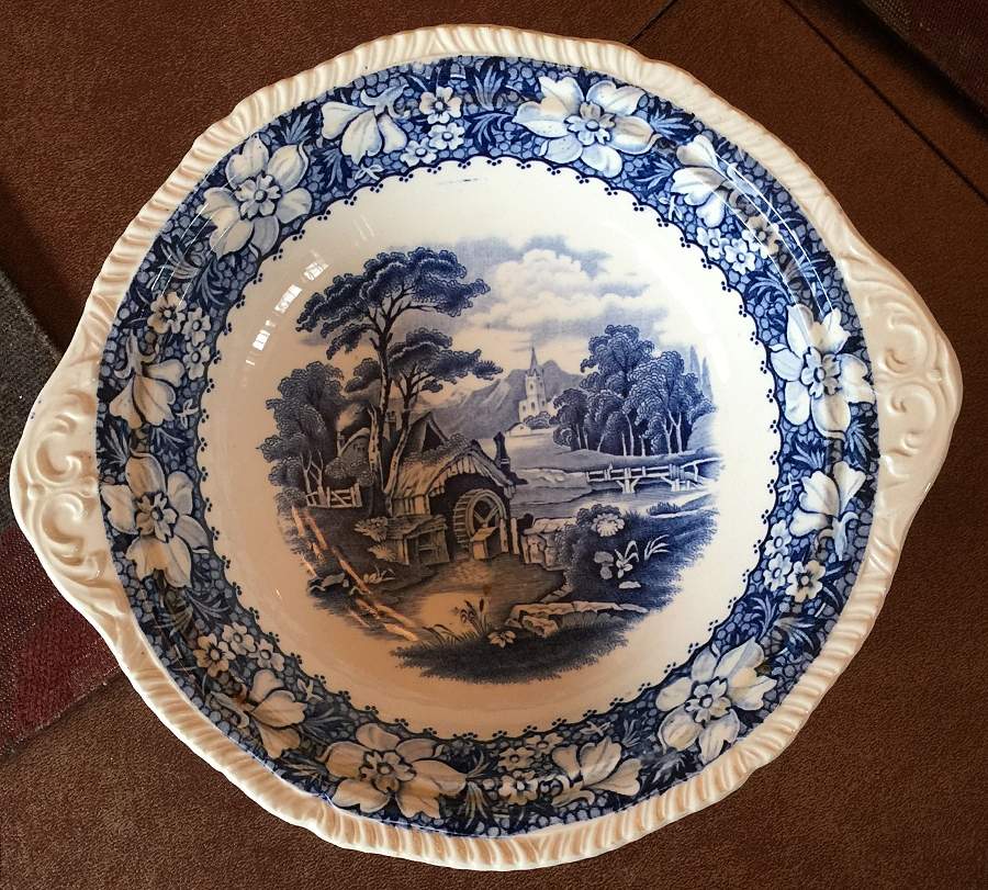 Colonial Blue (No Trim) 9" Round Vegetable Bowl by Wood & Sons-1