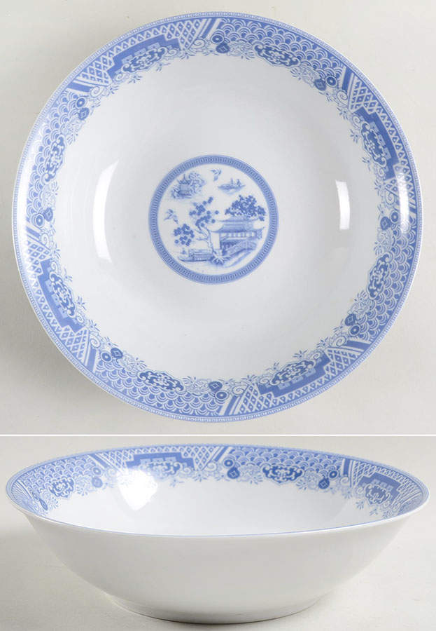 Chinese Garden Blue 9" Round Vegetable Bowl by Emerald Collection-1