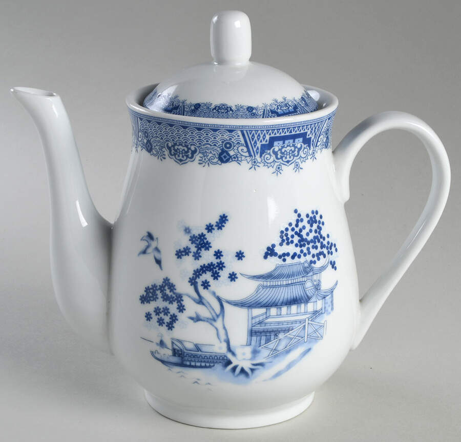 Chinese Garden Blue Coffee Pot & Lid by Emerald Collection-1