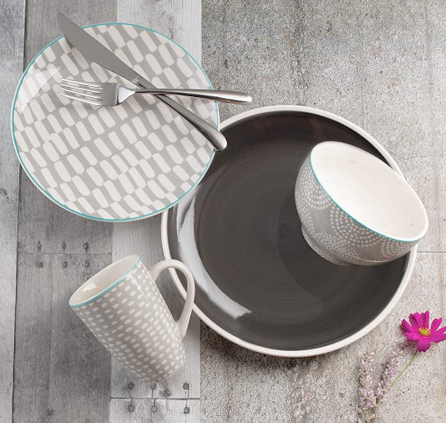 Simpatico Gray Dinner Plate by Euro Ceramica-1