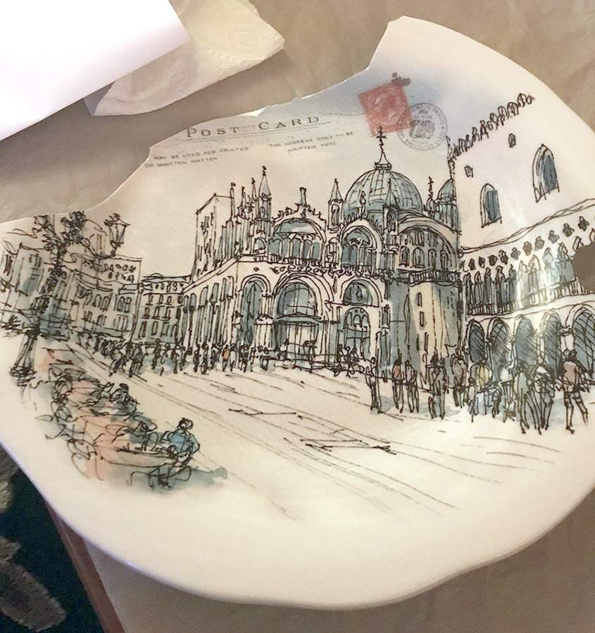 Post Card Stamp 15" Chop Plate (Round Platter) by Effetti d'Arte (Effetti Home)-1