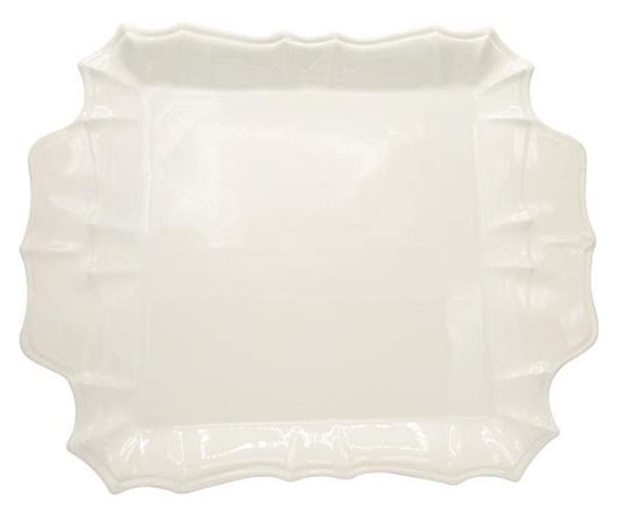 Chloe White 16" Square Handled Platter by Euro Ceramica-1