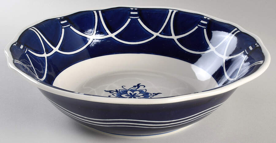 Blue Garden 12" Round Serving Bowl by Euro Ceramica-1