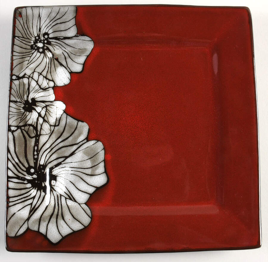 Winter Bloom Square Dinner Plate by Elama-1