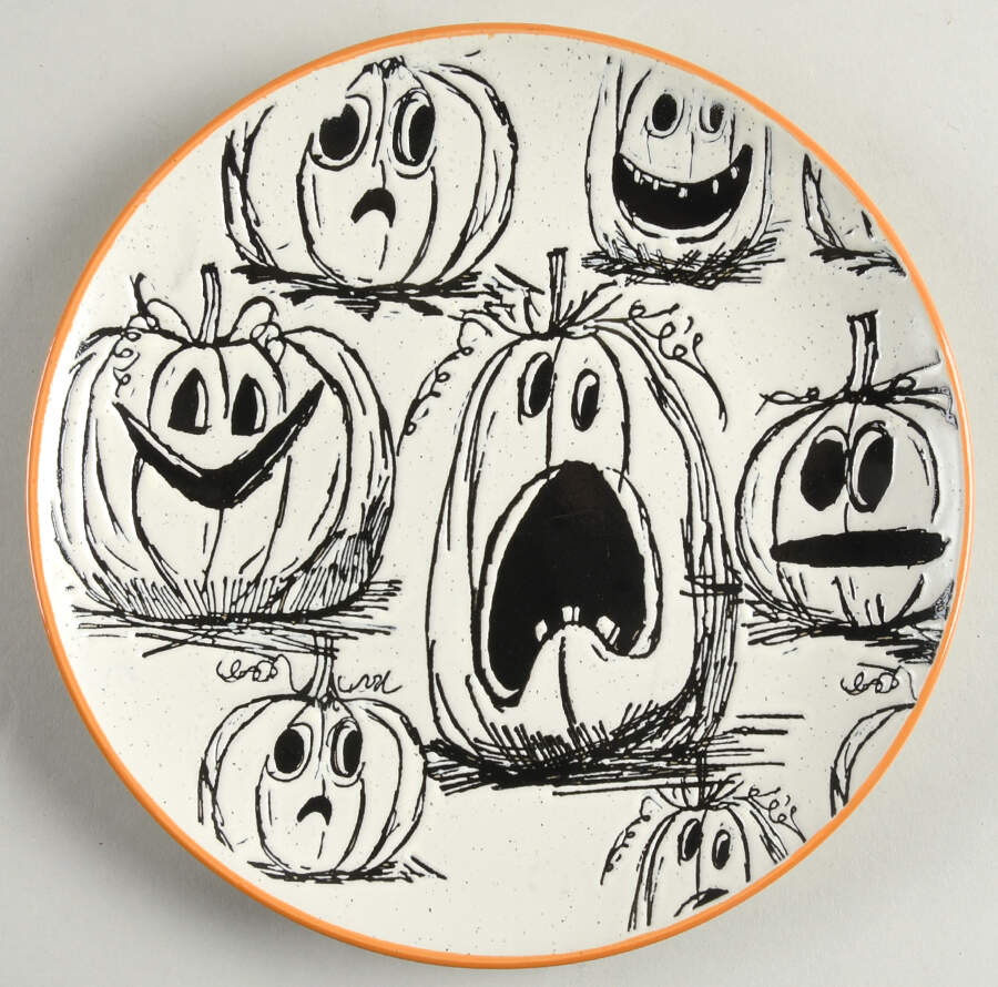 Spook Jack O Lantern Salad/Dessert Plate by Eli + Ana-1