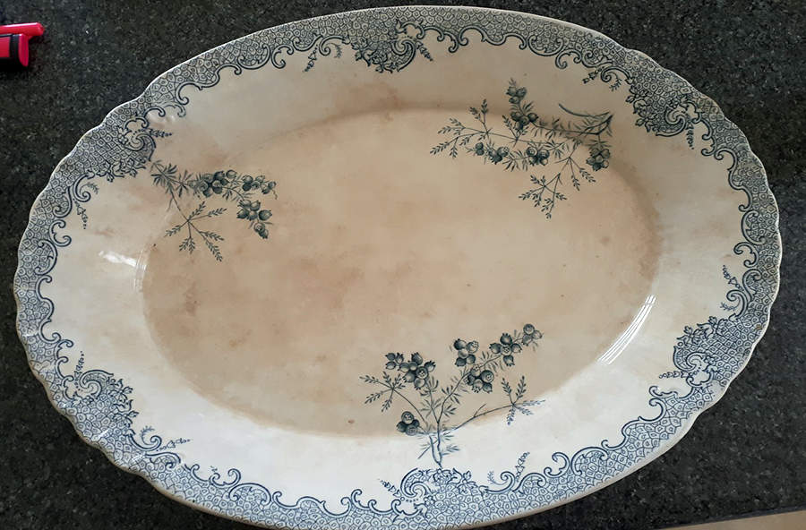 Estrella Blue 12" Oval Serving Platter by John Edwards-1