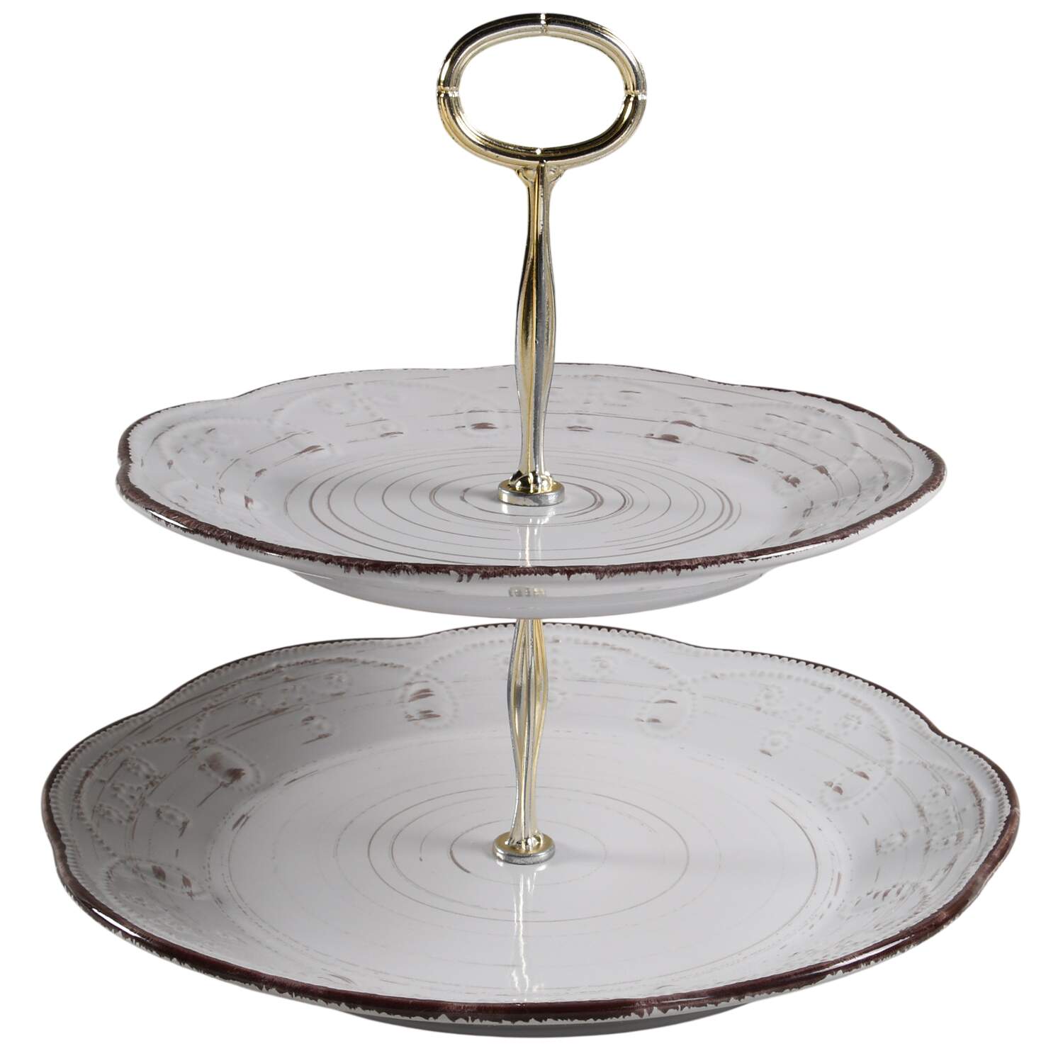 Rustic Birch 6 5/8"-10"  2 Tiered Serving Tray (Dp, Sp) HC by Elama-1
