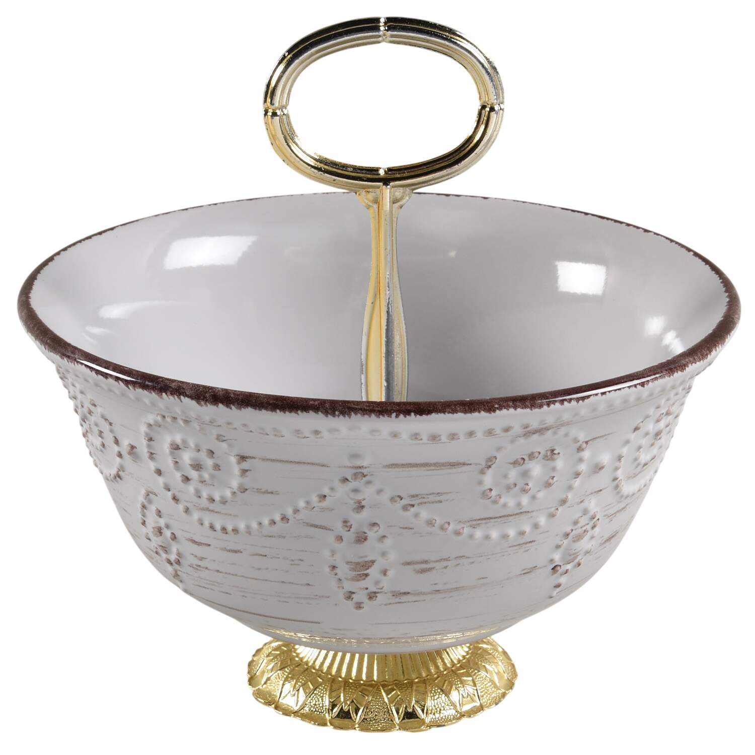 Rustic Birch 6"-7" Handled Footed Nut Dish HC by Elama-1