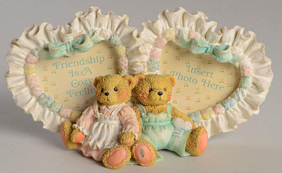 Cherished Teddies Double Heart Shaped Frame-Holds 2 1/2" X 2 1/2" by Enesco-1