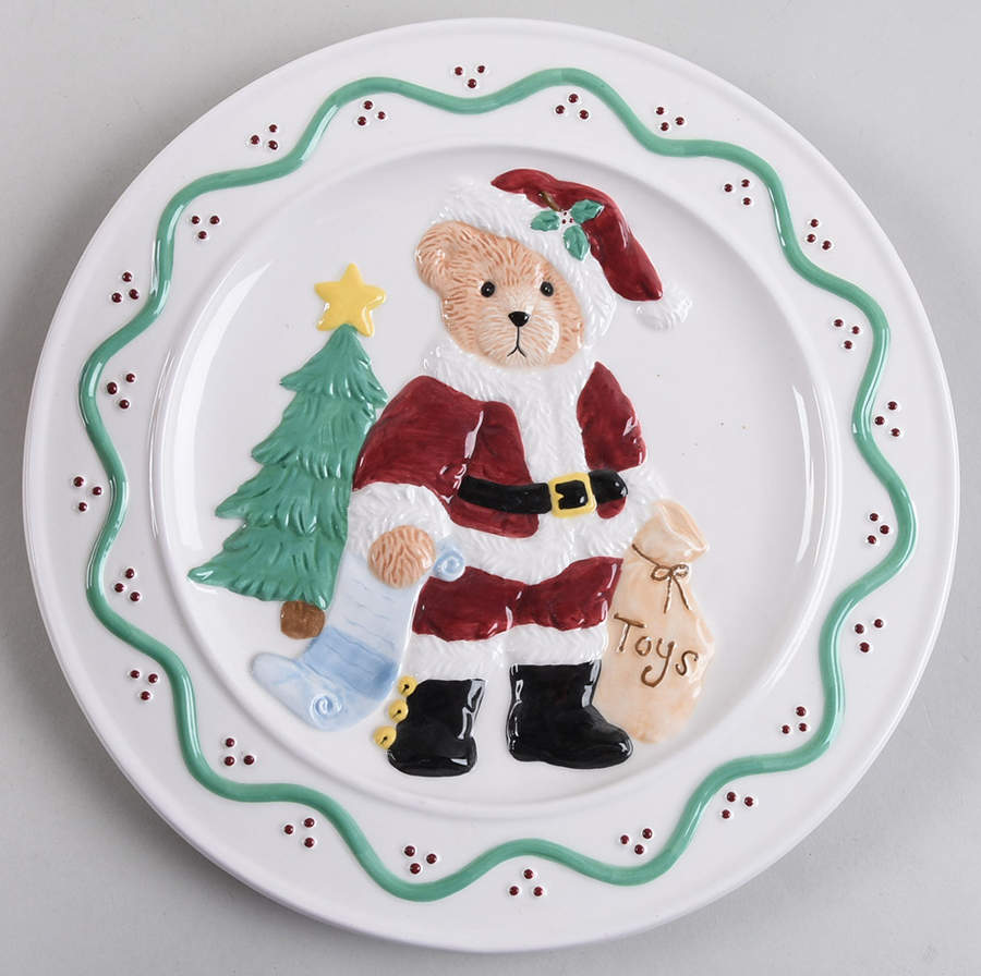 Cherished Teddies Embossed Santa Plate by Enesco-1
