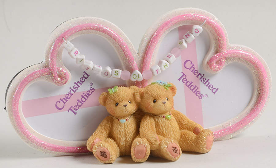 Cherished Teddies Double Heart Shaped Frame-Holds 2 1/2" X 2 1/2" by Enesco-1