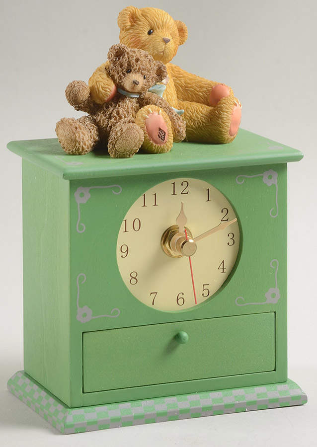 Cherished Teddies Small Desk Clock with Drawer by Enesco-1