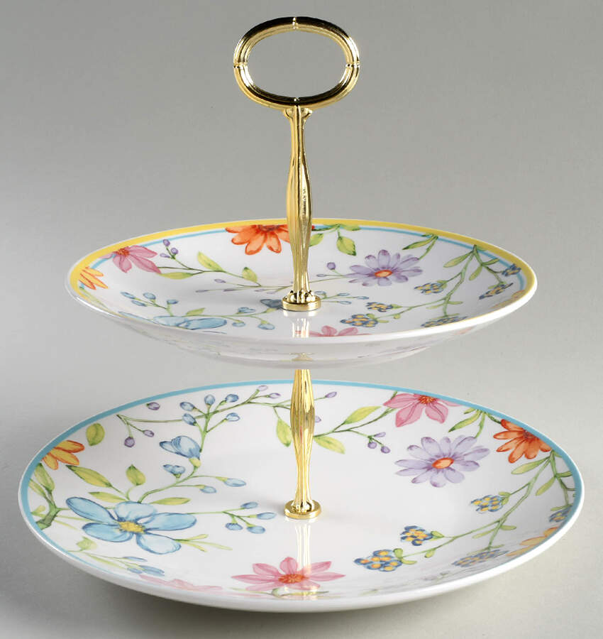 Charlotte 6 5/8"-10"  2 Tiered Serving Tray (Dp, Sp) HC by Euro Ceramica-1