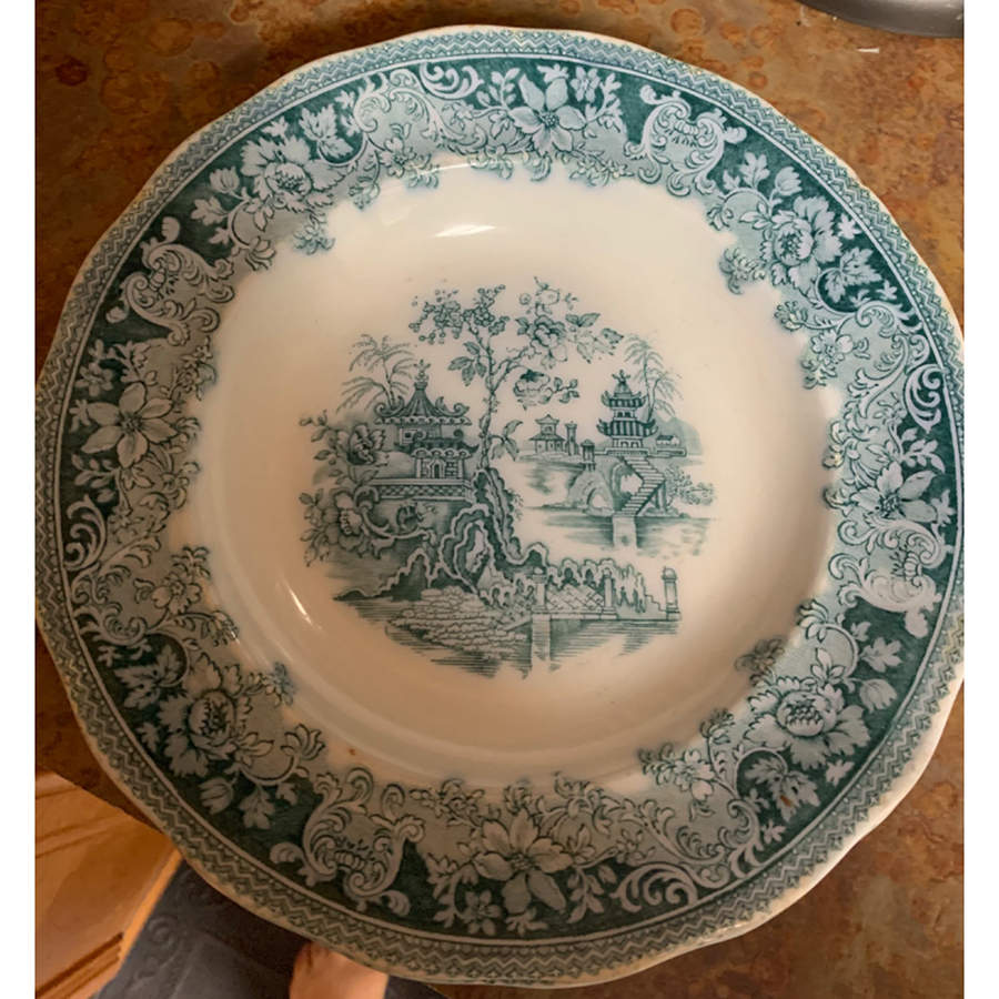 Shanghai Blue Green Dinner Plate by England-1