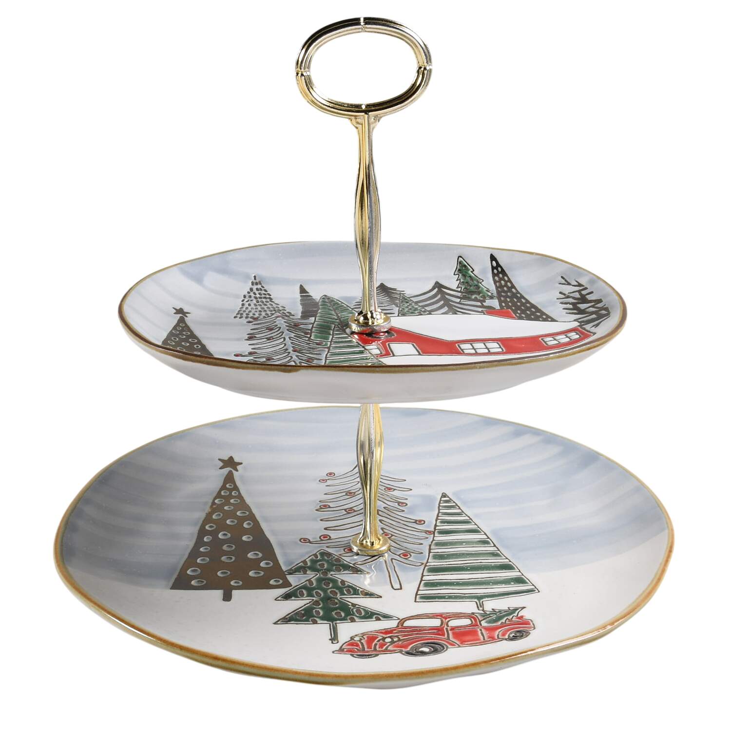 Elk Ridge Holiday 6 5/8"-10"  2 Tiered Serving Tray (Dp, Sp) HC by Eli + Ana-1