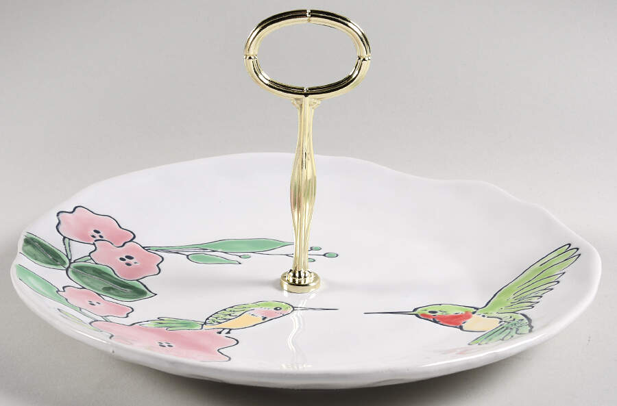 Magical Hummingbird Round Serving Plate with Center Handle (Dp) Hc by Eli + Ana-1