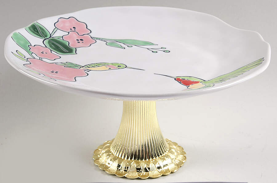 Magical Hummingbird Cake Stand with 4"-5" Metal Pedestal  Hc by Eli + Ana-1