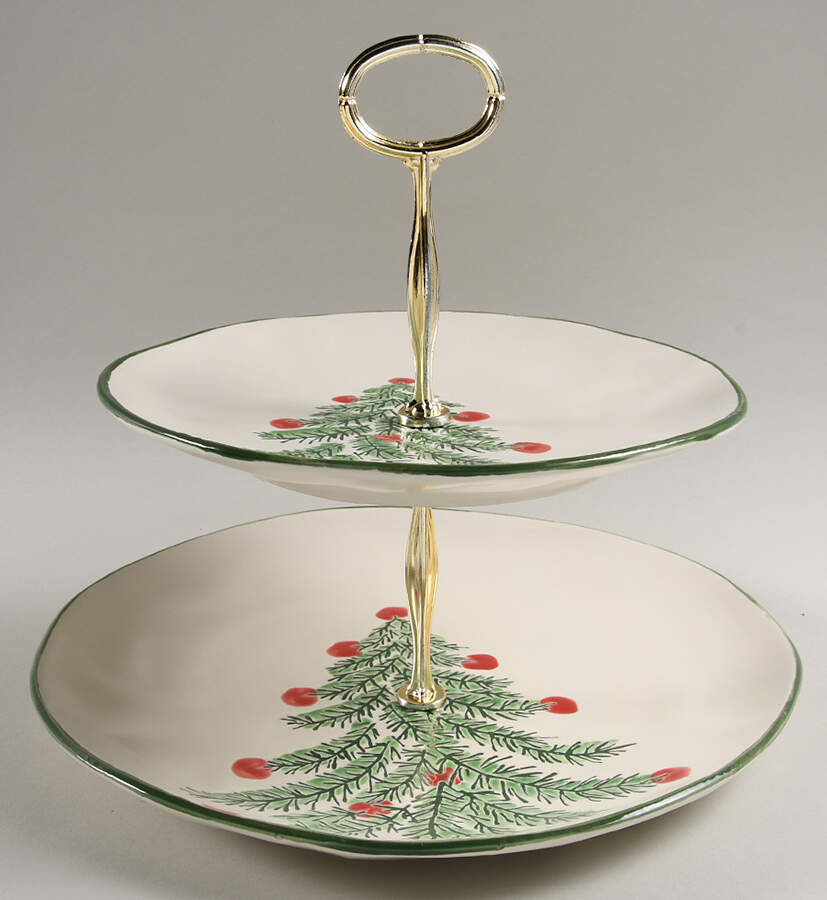 Erma Holiday Tree 6 5/8"-10"  2 Tiered Serving Tray (Dp, Sp) HC by Eli + Ana-1
