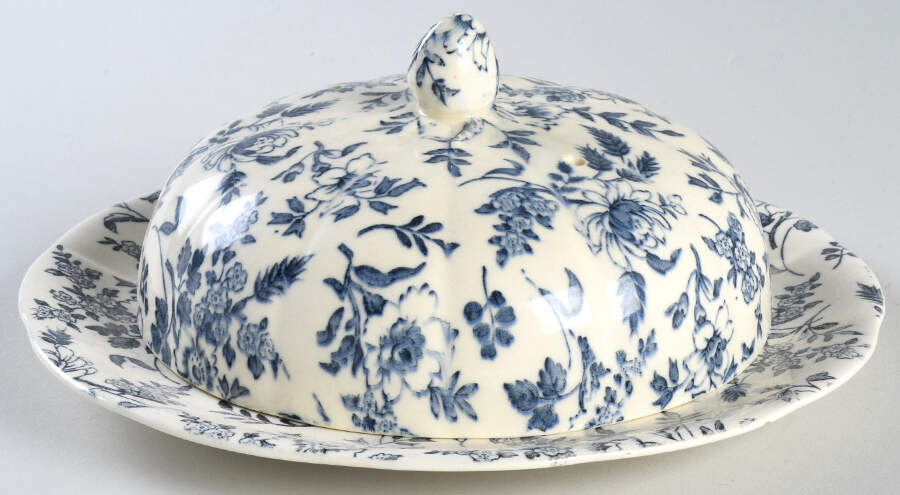 Empire Chintz Blue Round Covered Butter by Empire Porcelain -1