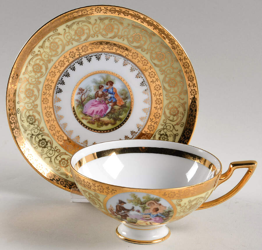 EWL4 Footed Cup & Saucer Set by Ernest Leitner Wiesau-Weltarbeit-1