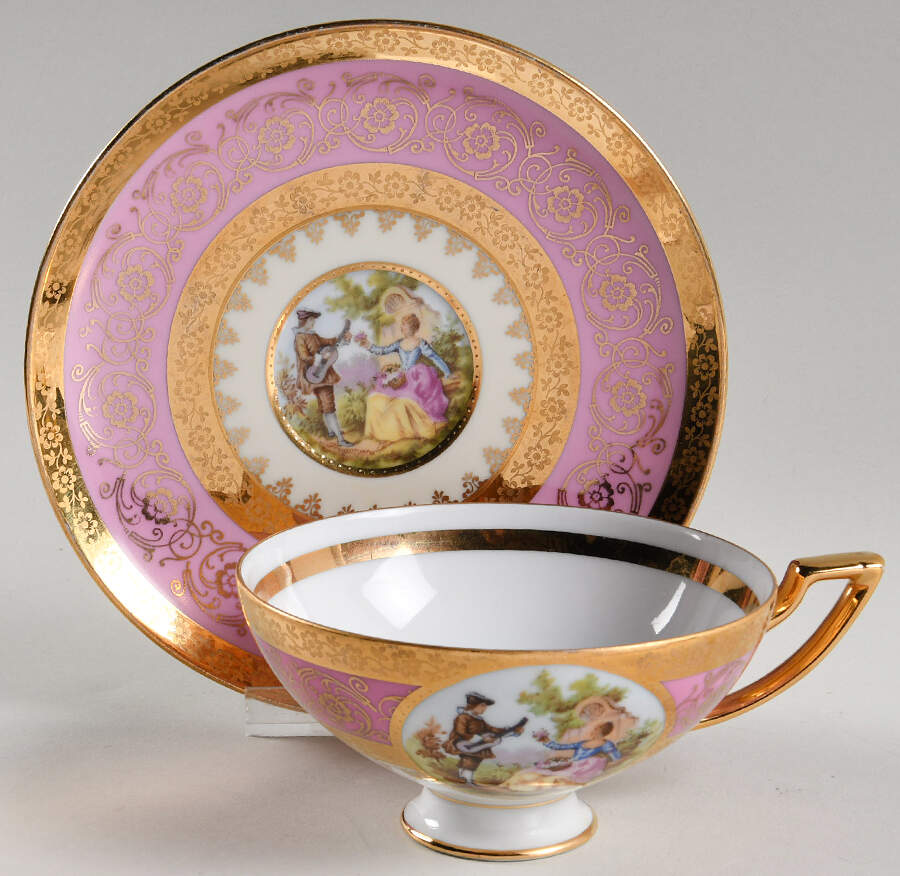 EWL4 Footed Cup & Saucer Set by Ernest Leitner Wiesau-Weltarbeit-1