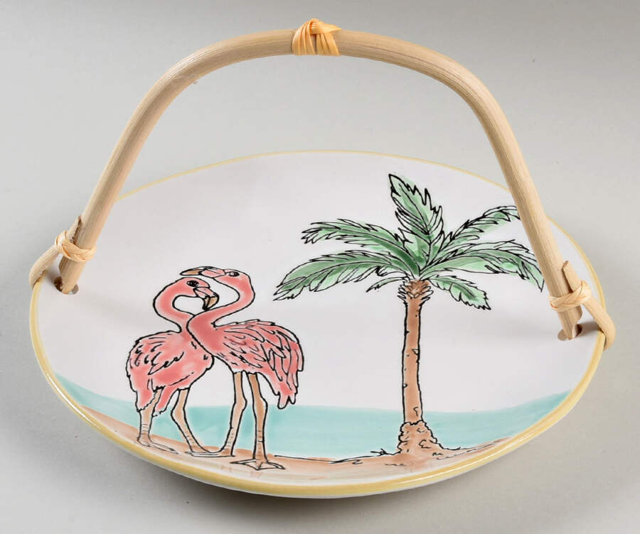 Britney Flamingo 5 3/8"-5 5/8" Bamboo Handled Serving Plate  HC by Eli + Ana-1