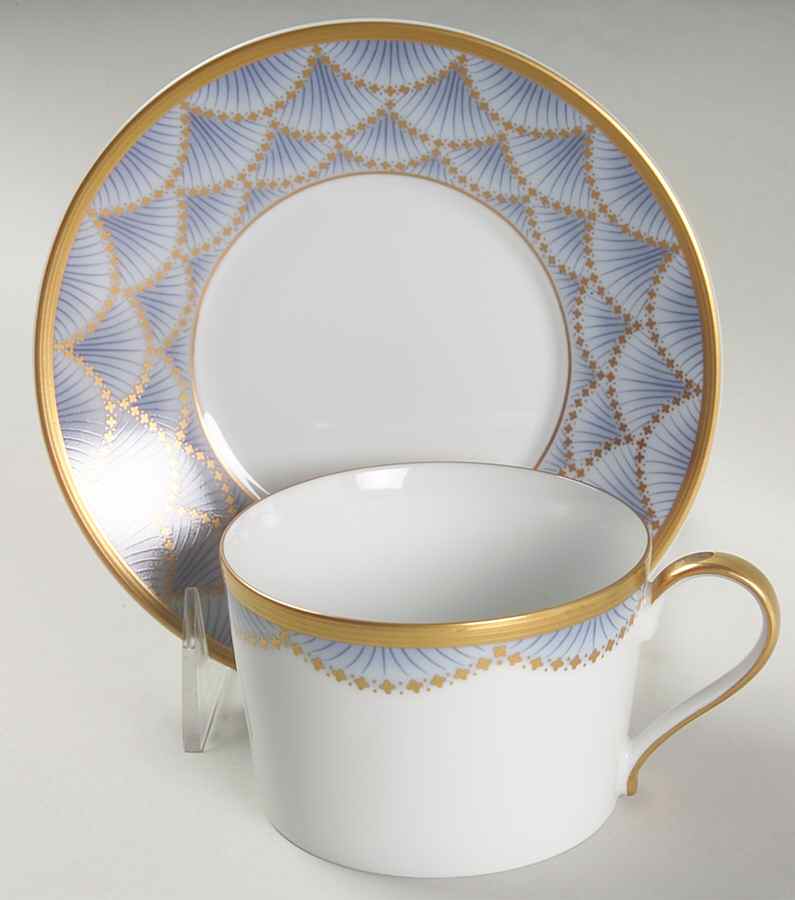 Coronation Blue Flat Cup & Saucer Set by Faberge-1