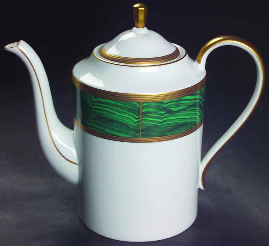 Imperial Court Malachite Coffee Pot & Lid by Faberge-1