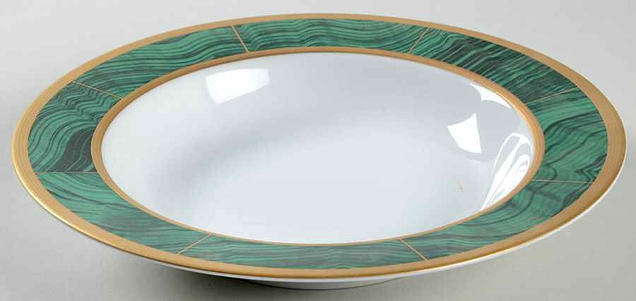 Imperial Court Malachite Large Rim Soup Bowl by Faberge-1