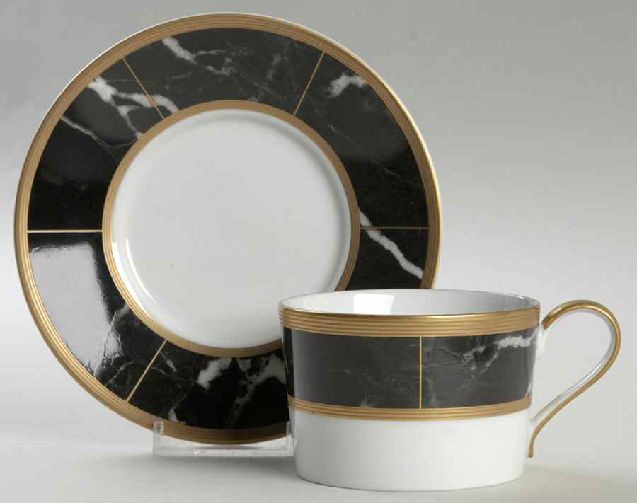 Imperial Court Onyx Flat Cup & Saucer Set by Faberge-1