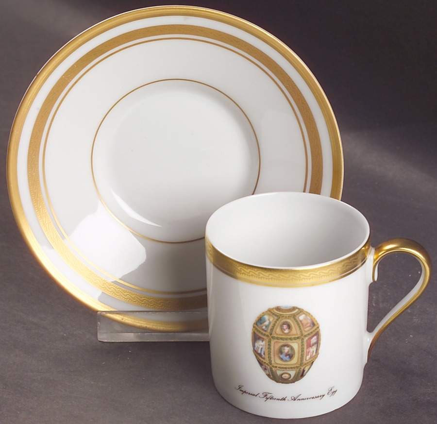 Imperial Egg Collection Flat Demitasse Cup & Saucer Set by Faberge-1