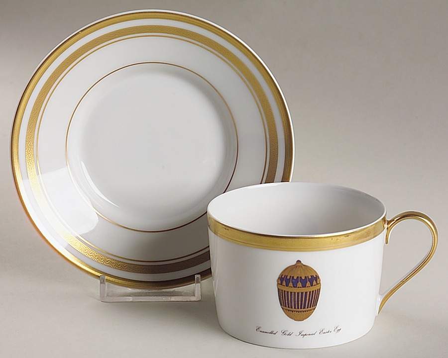 Imperial Egg Collection Flat Cup & Saucer Set by Faberge-1