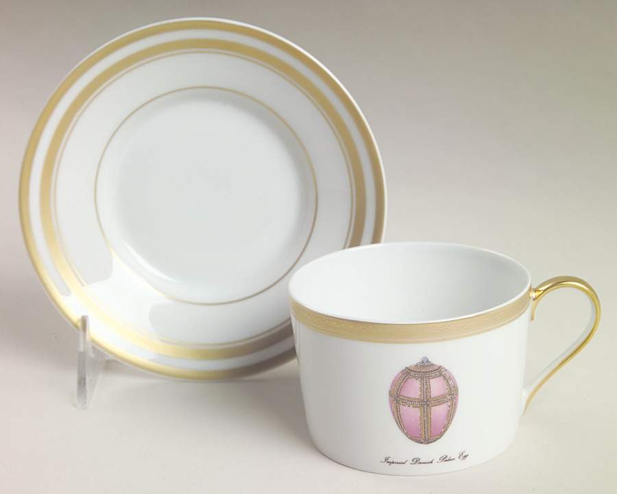 Imperial Egg Collection Flat Cup & Saucer Set by Faberge-1
