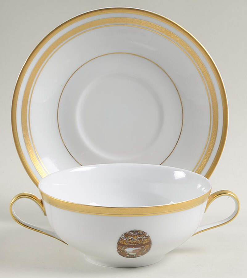 Imperial Egg Collection Flat Cream Soup Bowl & Saucer Set by Faberge-1