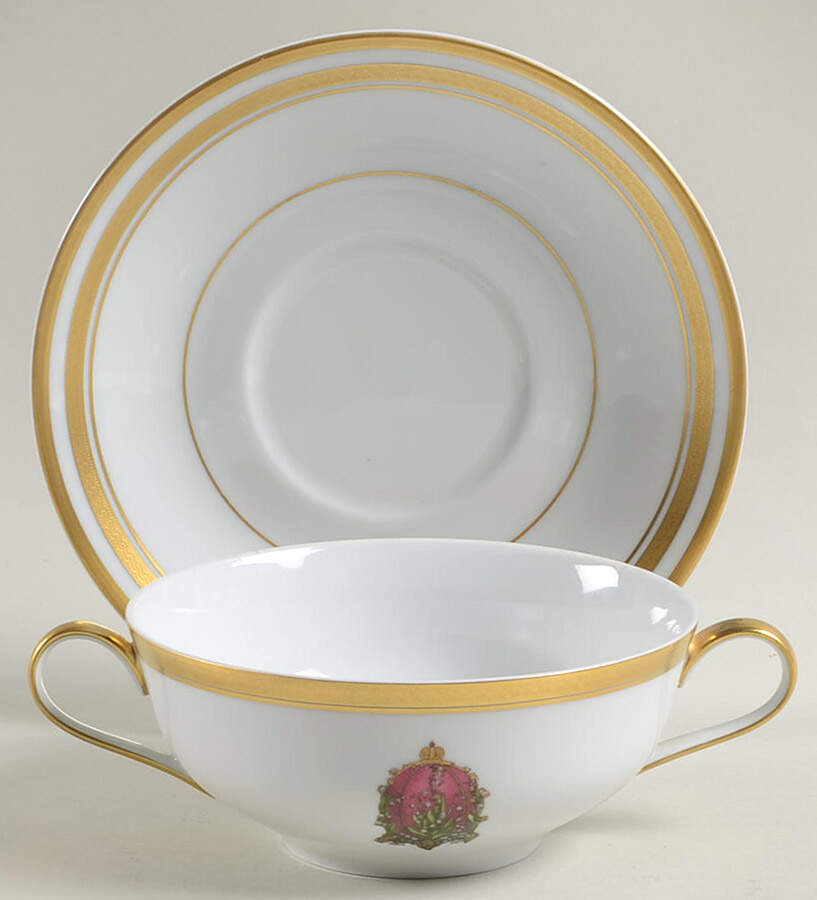 Imperial Egg Collection Flat Cream Soup Bowl & Saucer Set by Faberge-1