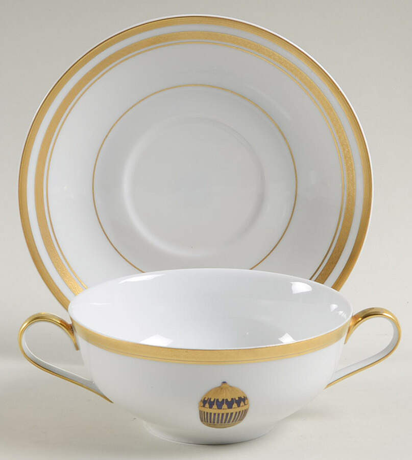 Imperial Egg Collection Flat Cream Soup Bowl & Saucer Set by Faberge-1