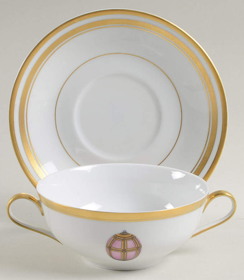 Imperial Egg Collection Flat Cream Soup Bowl & Saucer Set by Faberge-1