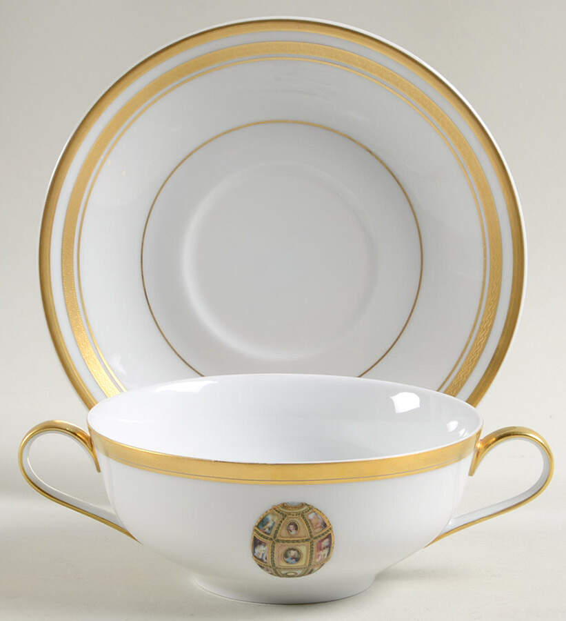Imperial Egg Collection Flat Cream Soup Bowl & Saucer Set by Faberge-1