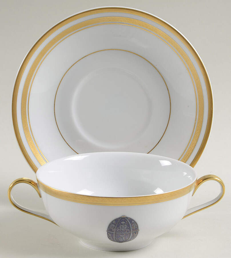 Imperial Egg Collection Flat Cream Soup Bowl & Saucer Set by Faberge-1