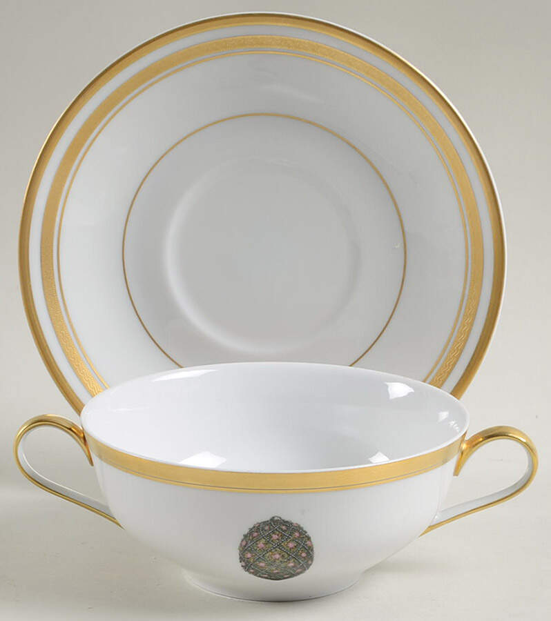Imperial Egg Collection Flat Cream Soup Bowl & Saucer Set by Faberge-1
