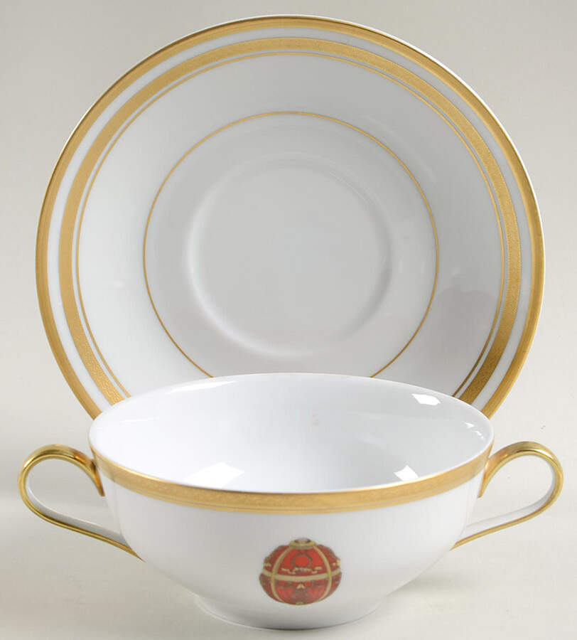 Imperial Egg Collection Flat Cream Soup Bowl & Saucer Set by Faberge-1