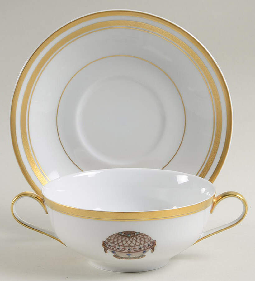Imperial Egg Collection Flat Cream Soup Bowl & Saucer Set by Faberge-1