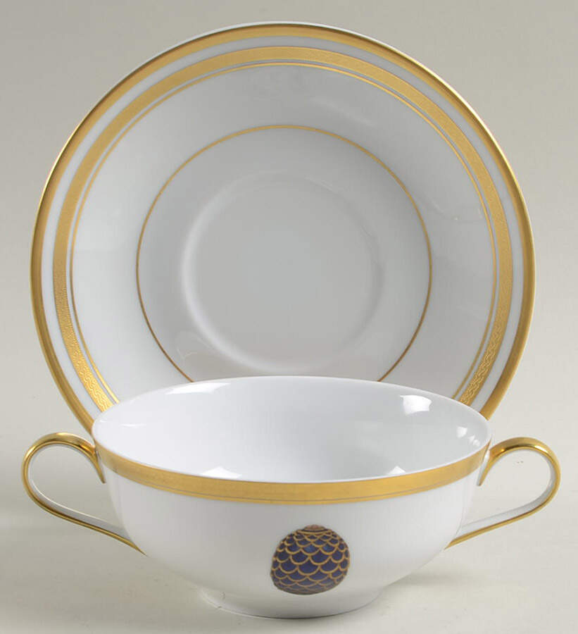 Imperial Egg Collection Flat Cream Soup Bowl & Saucer Set by Faberge-1