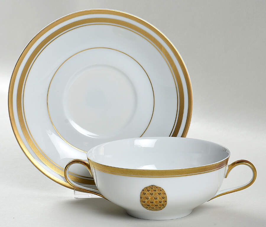 Imperial Egg Collection Flat Cream Soup Bowl & Saucer Set by Faberge-1
