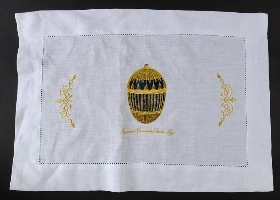 Imperial Egg Collection 20" Embroidered Linen Placemat by Faberge-1