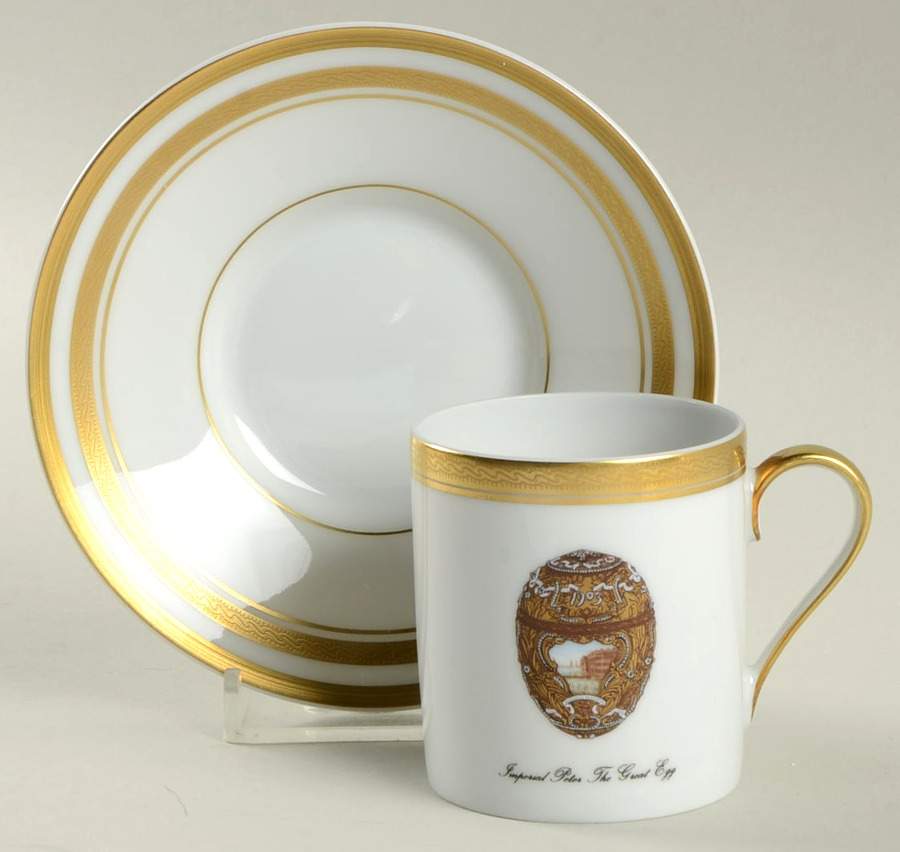 Imperial Egg Collection Flat Demitasse Cup & Saucer Set by Faberge-1